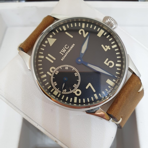 136 - IWC pocket watch movement fully refurbished and placed in modern Pilot Watch case with new strap - f... 