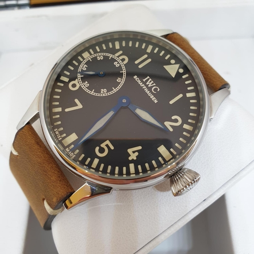 136 - IWC pocket watch movement fully refurbished and placed in modern Pilot Watch case with new strap - f... 
