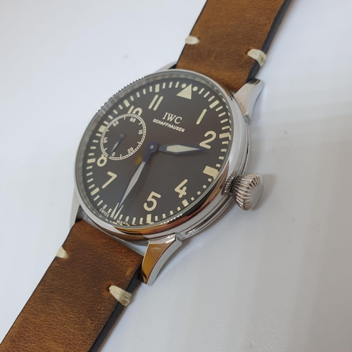 136 - IWC pocket watch movement fully refurbished and placed in modern Pilot Watch case with new strap - f... 