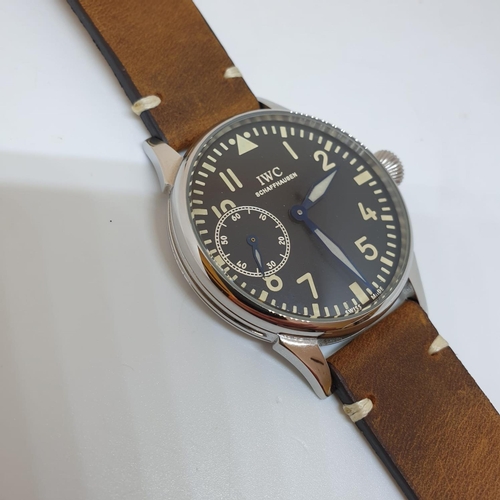 136 - IWC pocket watch movement fully refurbished and placed in modern Pilot Watch case with new strap - f... 