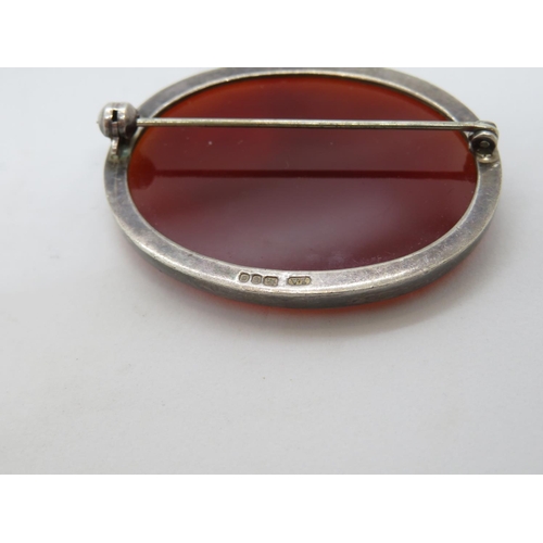 28 - Agate and silver HM brooch