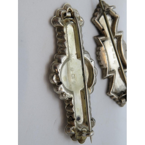 30 - 2x silver and gold Mizpah brooches