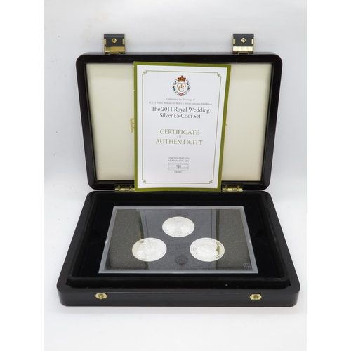 391 - 2011 Royal Wedding 925 silver £5.00 coin set x3 1oz coins