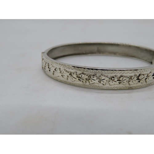 48 - Victorian silver bangle with raised Ivy leaf decoration by Jackson Bros. Birmingham 1889  9g