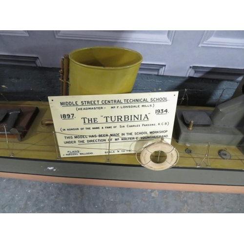 400 - Scratch built model of Lord Armstrong's Turbinia 1897-1934 from the plans at Parsons, Wallsend. Thre... 