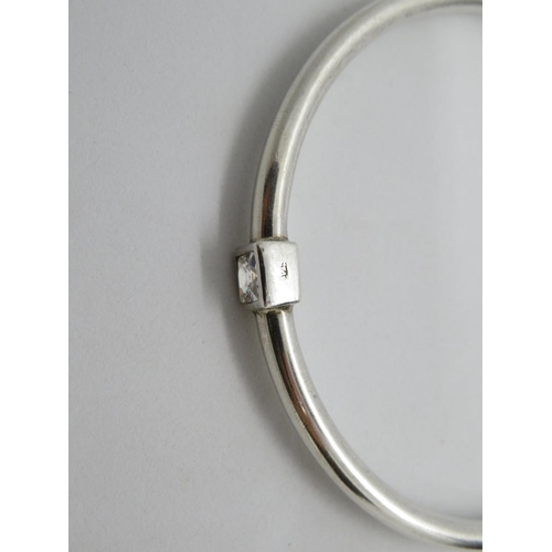 74 - HM silver bangle set with French cut CZ  12.3g