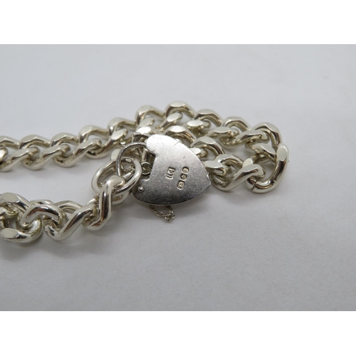 98 - Solid silver bracelet with lock and chain London 1979  7.5