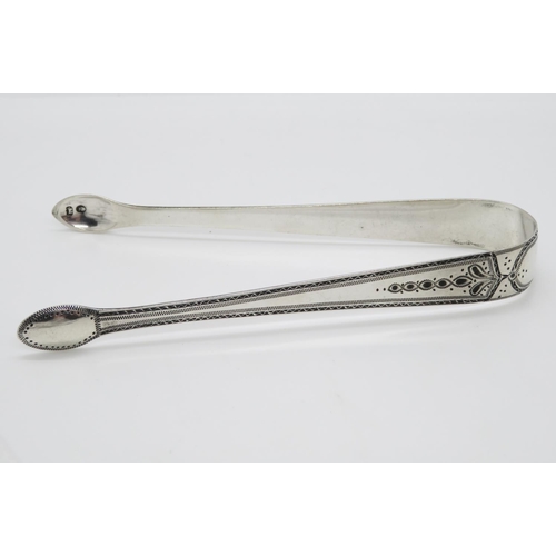 110 - Pair of early bright cut sugar tongs Thomas Evans C1780 29g