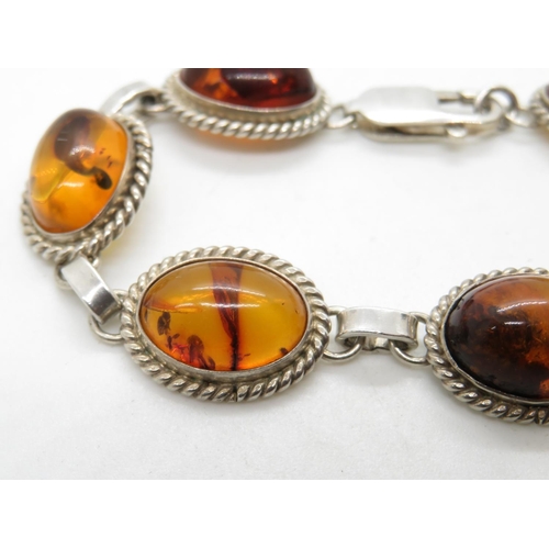 113 - Silver bracelet set with baltic amber HM Gdansk 7.5