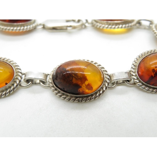 113 - Silver bracelet set with baltic amber HM Gdansk 7.5