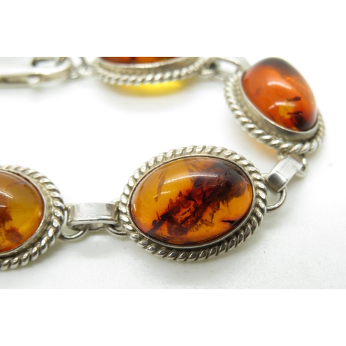 113 - Silver bracelet set with baltic amber HM Gdansk 7.5