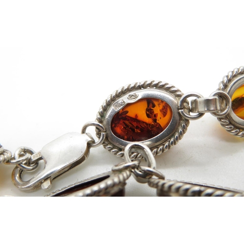 113 - Silver bracelet set with baltic amber HM Gdansk 7.5