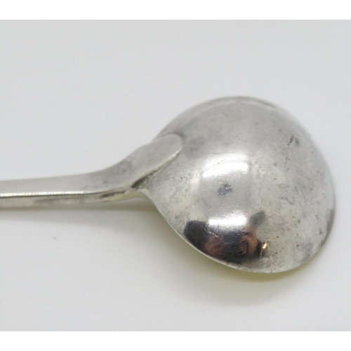 124 - Pair Newcastle silver Oar pattern salt spoon Anne Robertson 1805 original gilding to bowl 24g