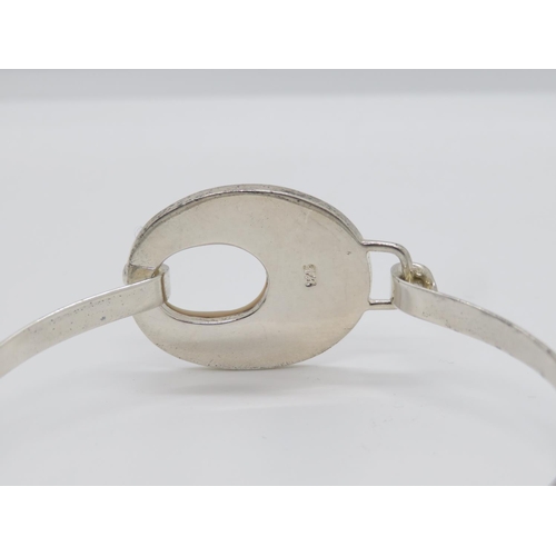 128 - HM silver bangle with Mother of Pearl 10.9g