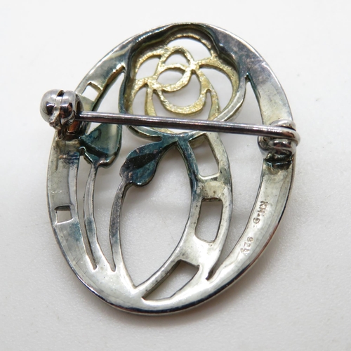 166 - Silver HM C R Mackintosh style brooch