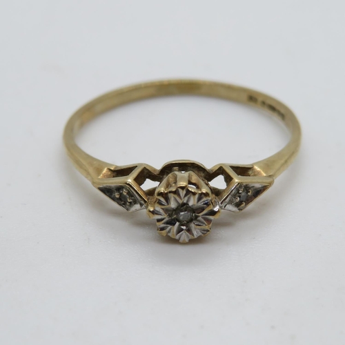 167 - Size O 9ct and diamond ring 1g