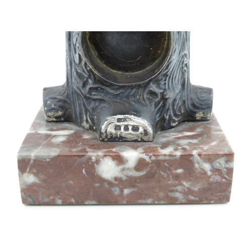 174 - Marble base with silver tree trunk and anvil HM clock stand 5