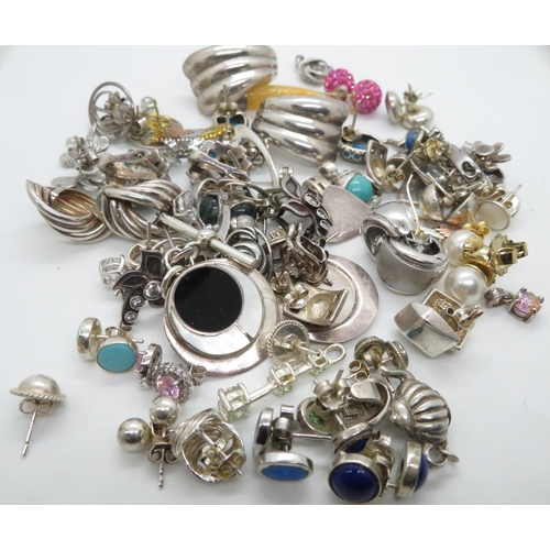 192 - Large collection of silver earrings 149g