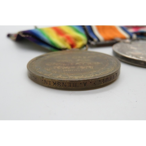 218 - Set of 4x medals on bar to Lft. TA Benskin RN HMS Pelorus