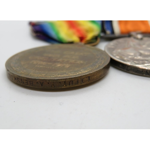 218 - Set of 4x medals on bar to Lft. TA Benskin RN HMS Pelorus