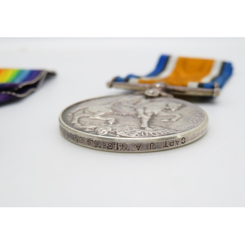 235 - Pair of medals to Captain JA Nicholson Durham Light Infantry