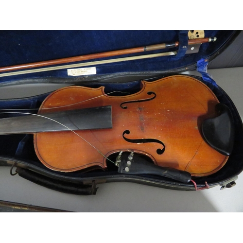 284 - Vintage violin in case with bow
36cm by 21cm