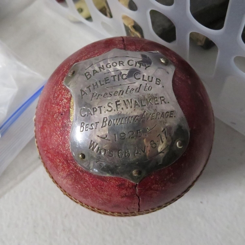 286 - Bangor city cricket bowl with 1925 silver cartouche