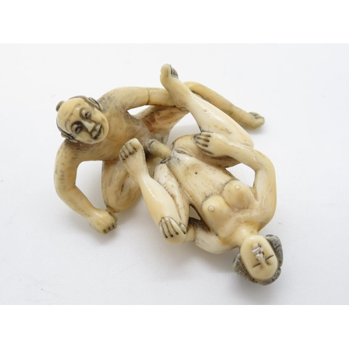 328 - Pair of erotic Netsuke original ivory