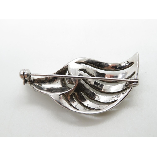 57 - Vintage silver and marquisate brooch