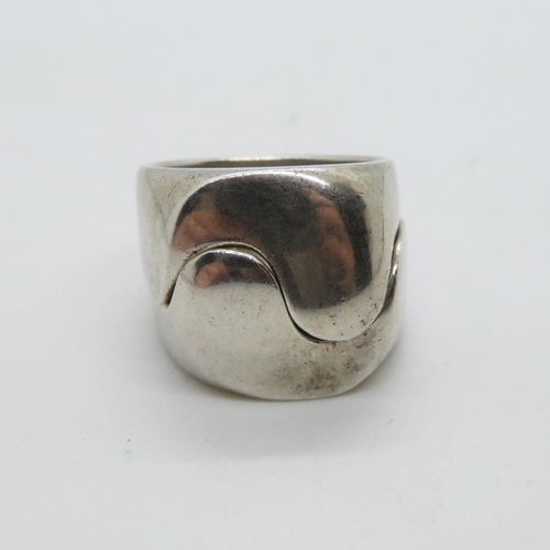 61 - Vintage silver Ying and Yang ring 2 piece HM London 1992 size N 18.8g