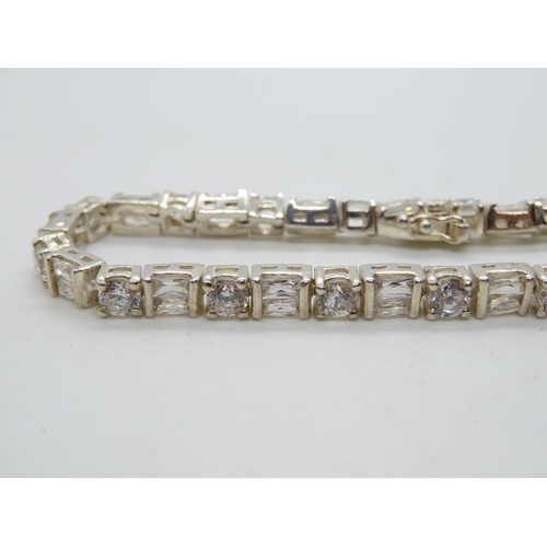 63 - HM silver tennis bracelet set with CZ stones 7.5