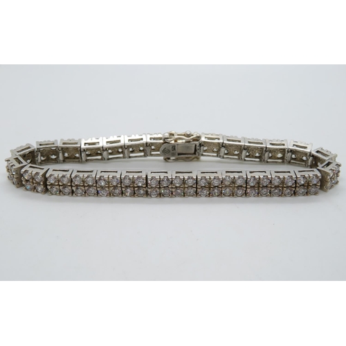 66 - HM silver tennis bracelet set with CZ 7.5