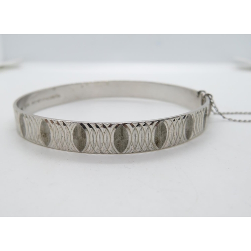 68 - Vintage silver diamond cut bangle HM London 1978 15.6g