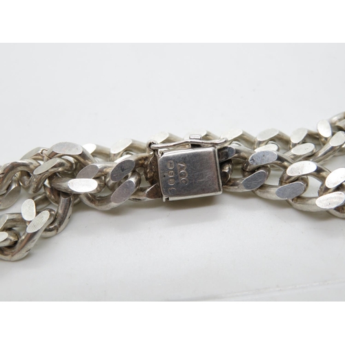 69 - Vintage silver diamond cut curb link bracelet 7.5