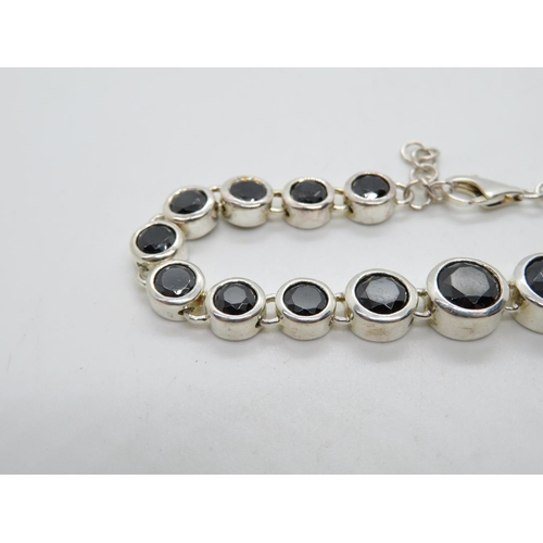 70 - HM silver bracelet set with Iolite  (water sapphire) 8