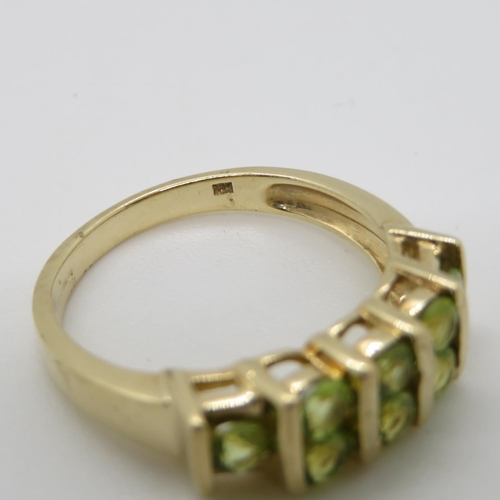 93 - 9ct gold dress ring with peridot fully HM size N 3.6g