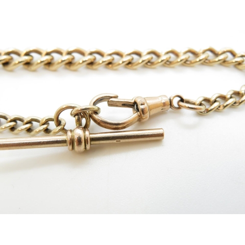 1 - 9ct gold watch chain converted into bracelet with T bar each link HM 15.3g