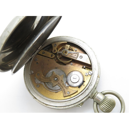 100 - Goliath Jumbo gent's vintage pocket watch - hand winding and working - white enamel dial and large A... 