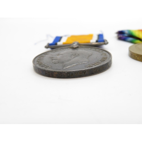 168 - Pair of WWI medals PTE R. DAVEY DLI