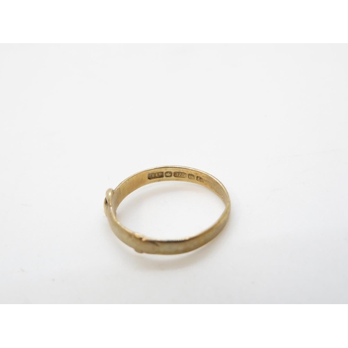 17 - Early 9ct gold child's buckle ring .8g size F