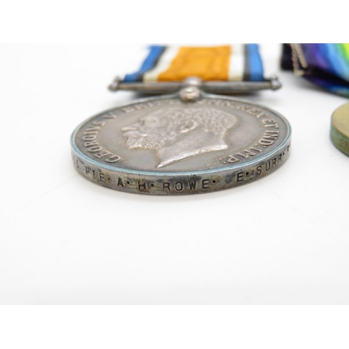 174 - Pair of WWI medals PTE. A H. ROWE E. Surrey Regiment