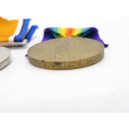 180 - Pair of WWI medals PTE. E. MARSH E. Sussex Regiment