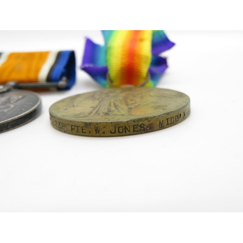 183 - Pair of WWI medals PTE. W. JONES Middlesex Regiment