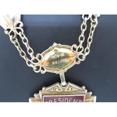 196 - Fully HM silver and enamel chain of office for President of Lancashire Football Assoc. gilded in exc... 