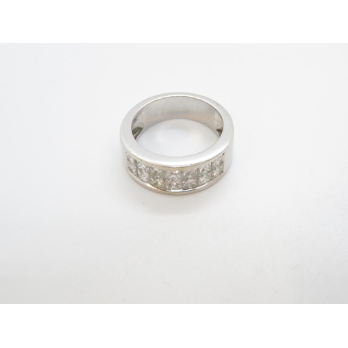 210 - 18ct white gold half eternity ring set with 14x Princess cut diamonds approx 2.13 cts.  8.9g  size M