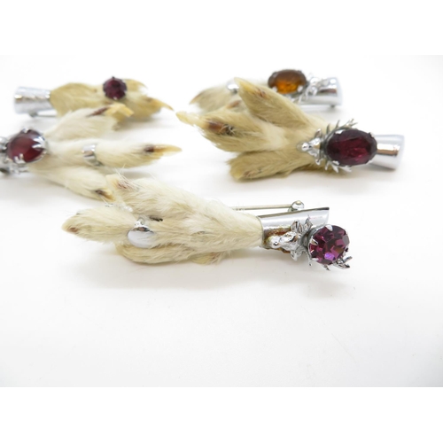 44 - 5x Ptarmigan feet brooches