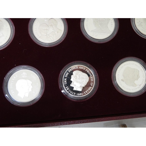 89 - Set of 16x Royal Commemorative 1oz silver coins 1981 all in mint condition in collectors pack