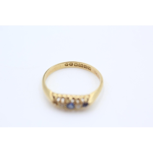 126 - 18ct gold antique diamond & sapphire ring, hallmarked Birmingham 1972 (as seen) size O