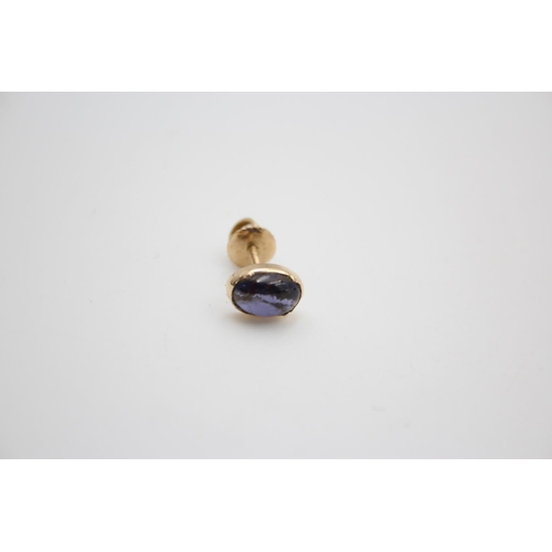 140 - 14ct gold amethyst screw-on stud earrings