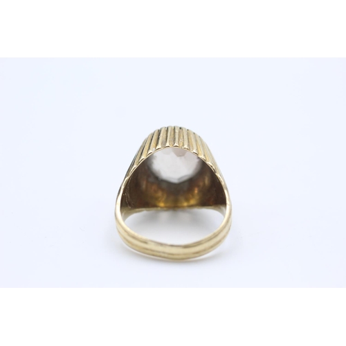 150 - Vintage 9ct gold smoky quartz modernist signet style size K